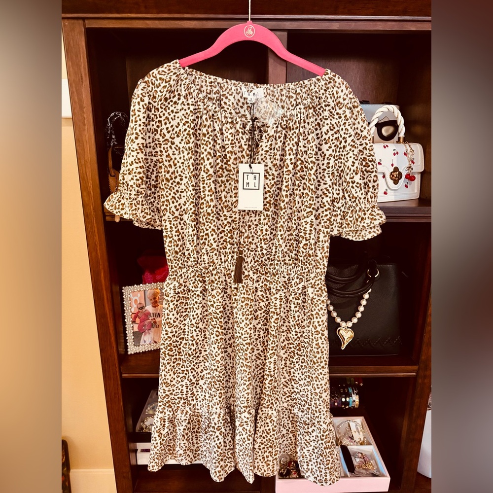THML Leopard Print Dress - Brown and Cream